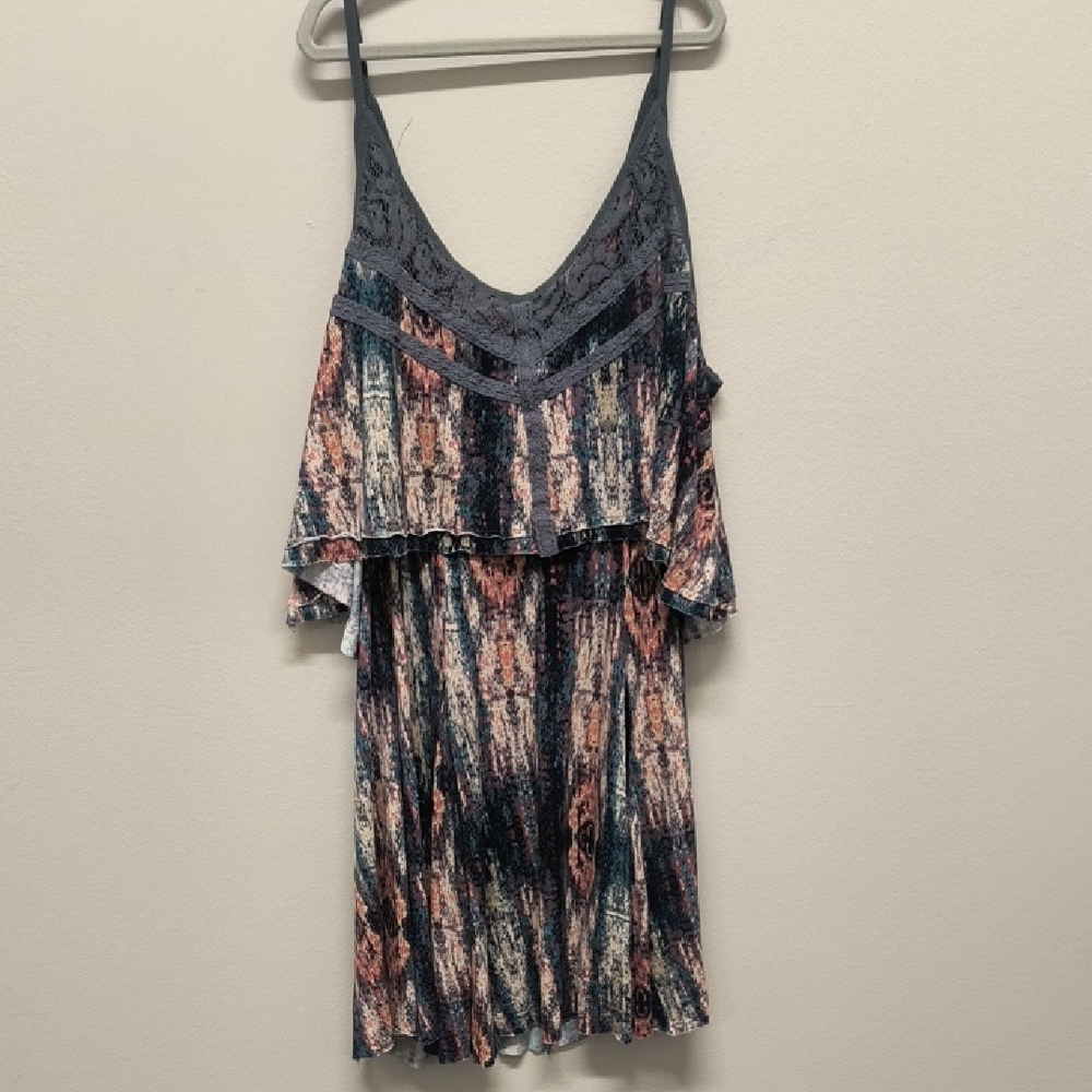 Ecote Blue and Gray Lace Dress